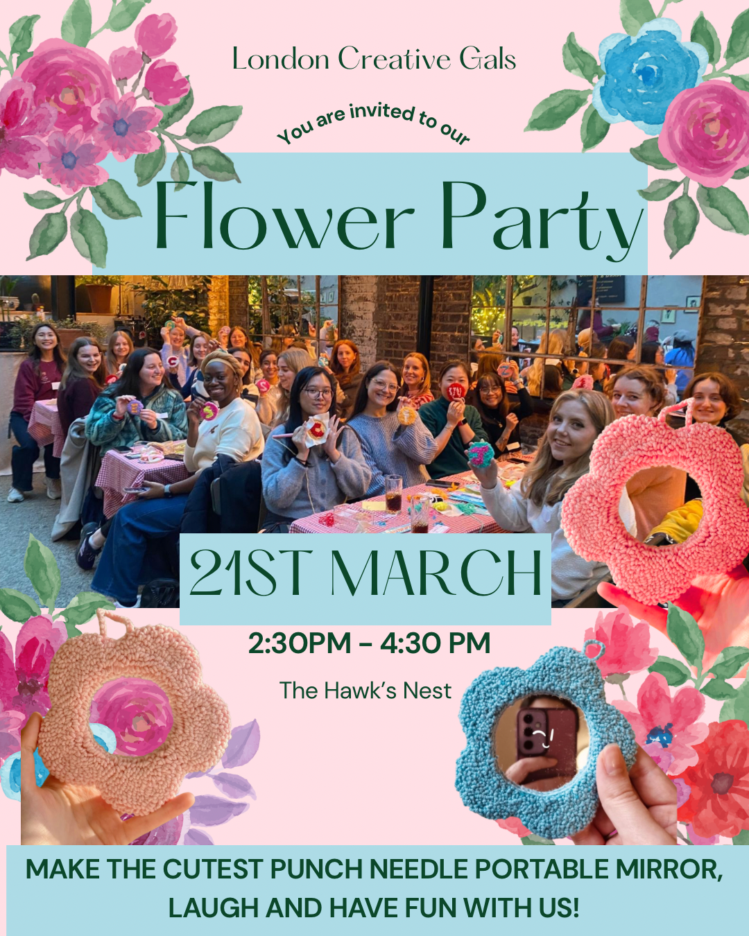 Flower Party: Make The Cutest Punch Needle Portable Mirror & have fun with us!