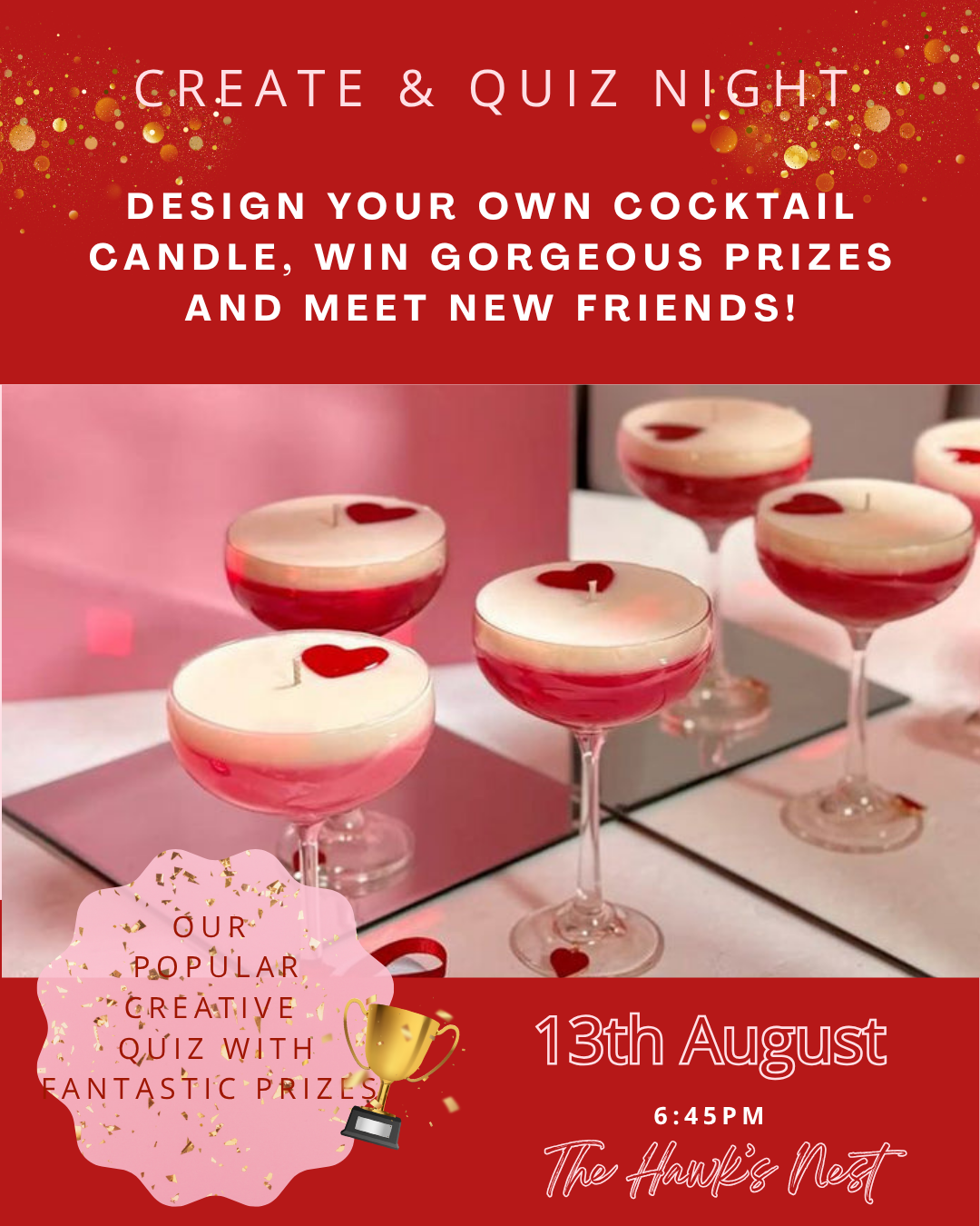 CREATE & QUIZ NIGHT: Design your own fabulous cocktail candle, win gorgeous prizes and meet new friends!