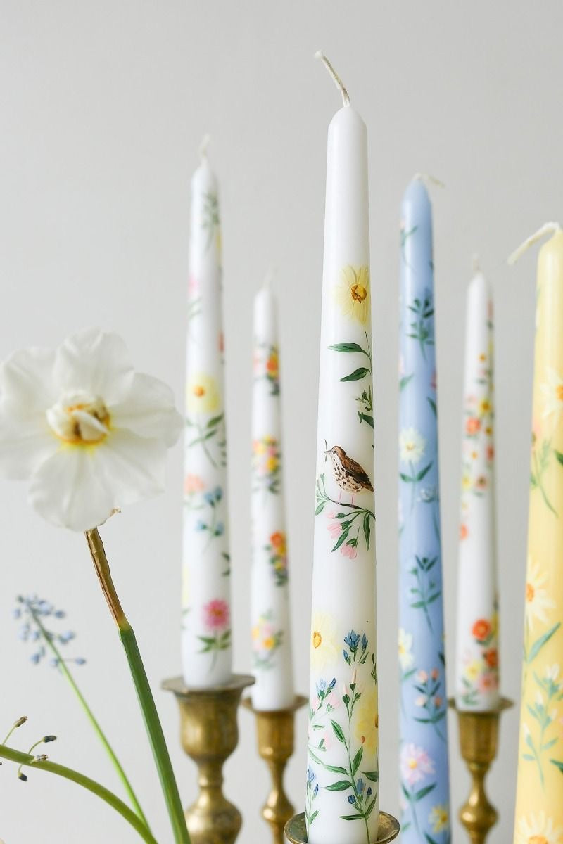 Spring party: 🌸 Hand painted candle and candle holder, sip and chat