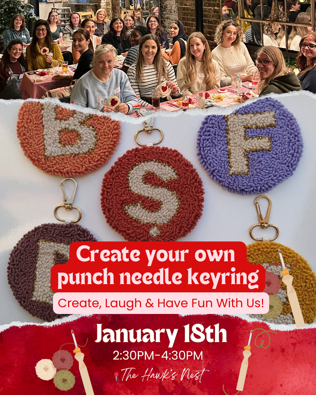 Punch Needle Keyring: Create, Laugh & Have fun!