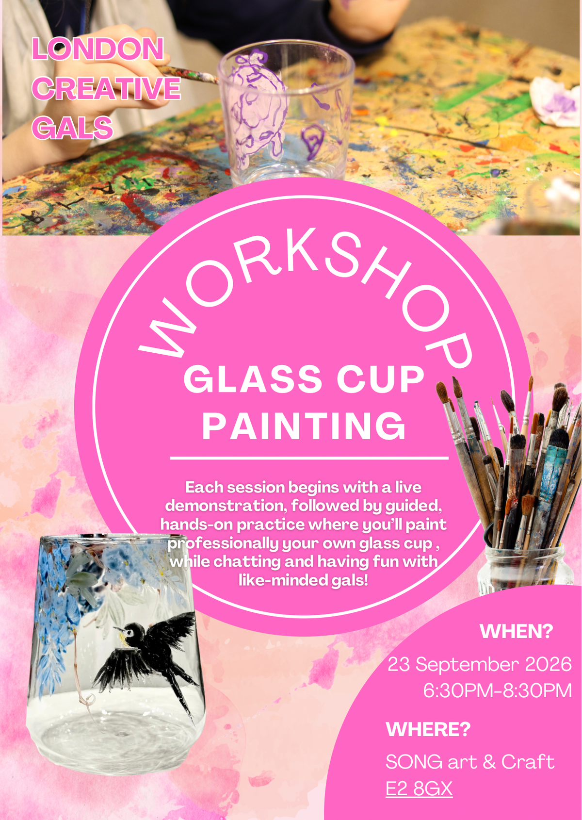 Professional Glass Cup Painting Workshop and chats! ✨