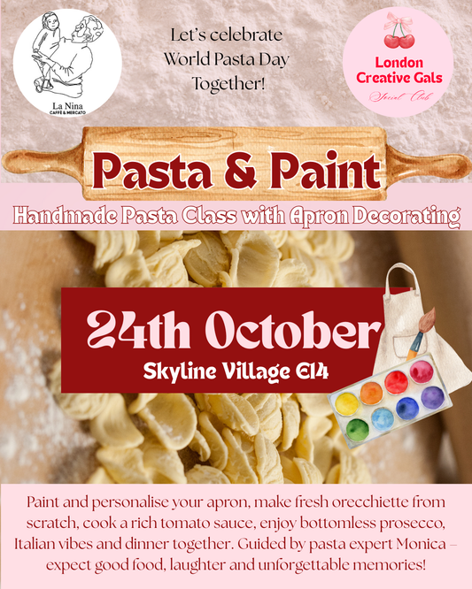 🍝 Pasta & Paint: Handmade Pasta Class with Apron Decorating