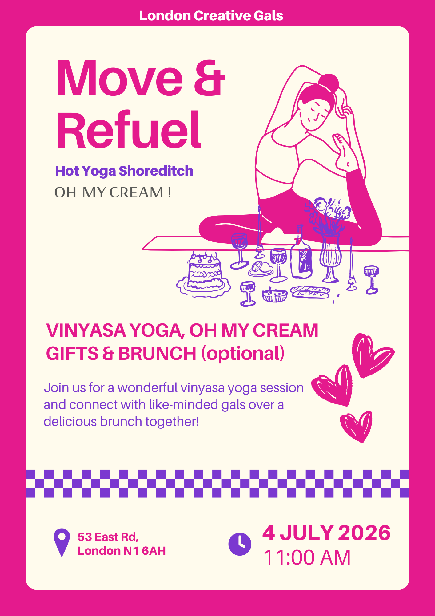 Move & Refuel: Vinyasa Yoga, Oh my Cream Gifts & Brunch (optional)