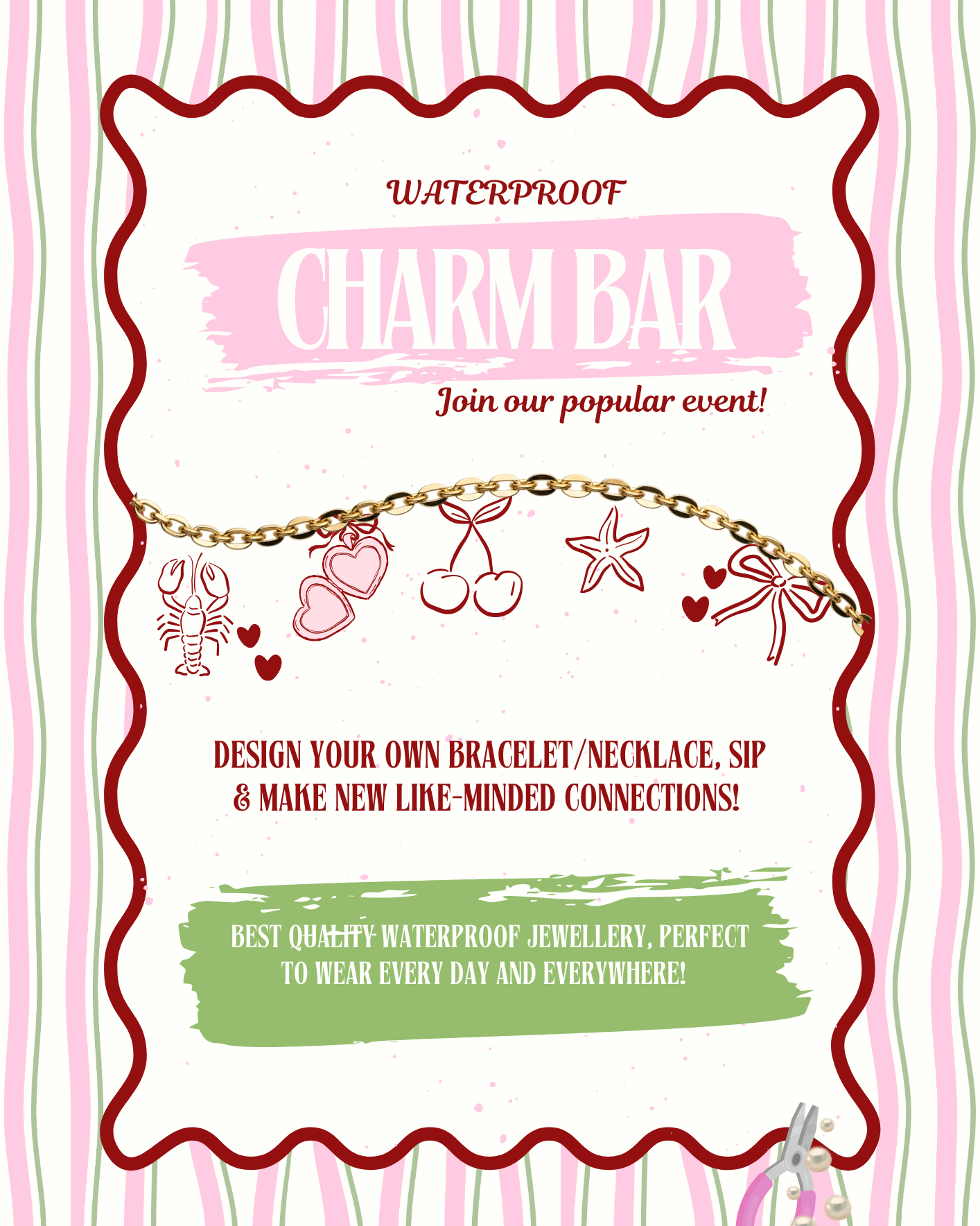 🎀 WATERPROOF CHARM BAR, SIP & CONNECT ✨🎀