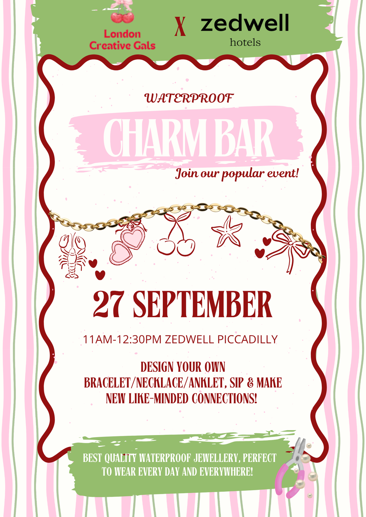 LCG x Zedwell Piccadilly 🎀 WATERPROOF CHARM BAR, SIP & CONNECT ✨🎀