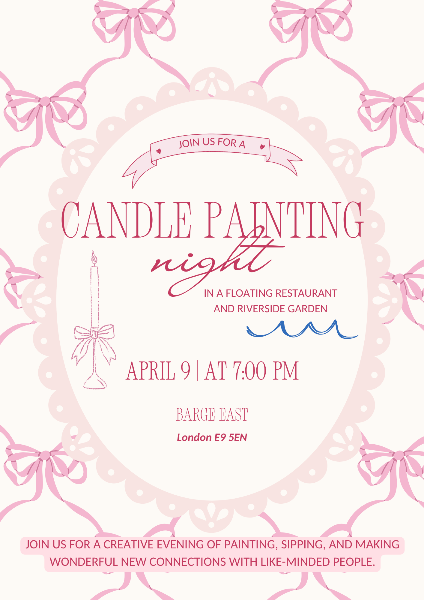 Candle painting night in a floating restaurant, sip and make new friends!
