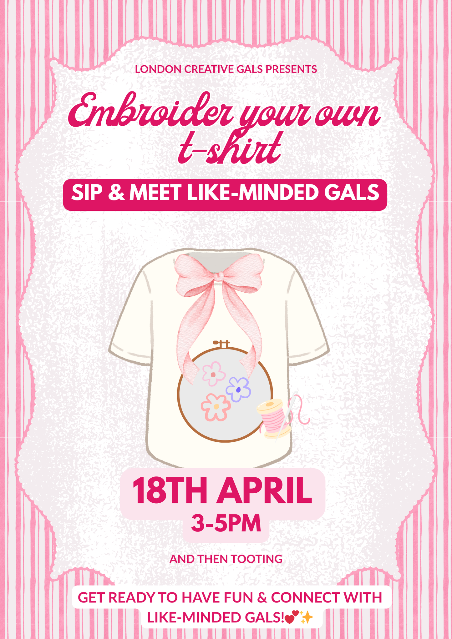 Embroider your own t-shirt, sip & meet new friends!