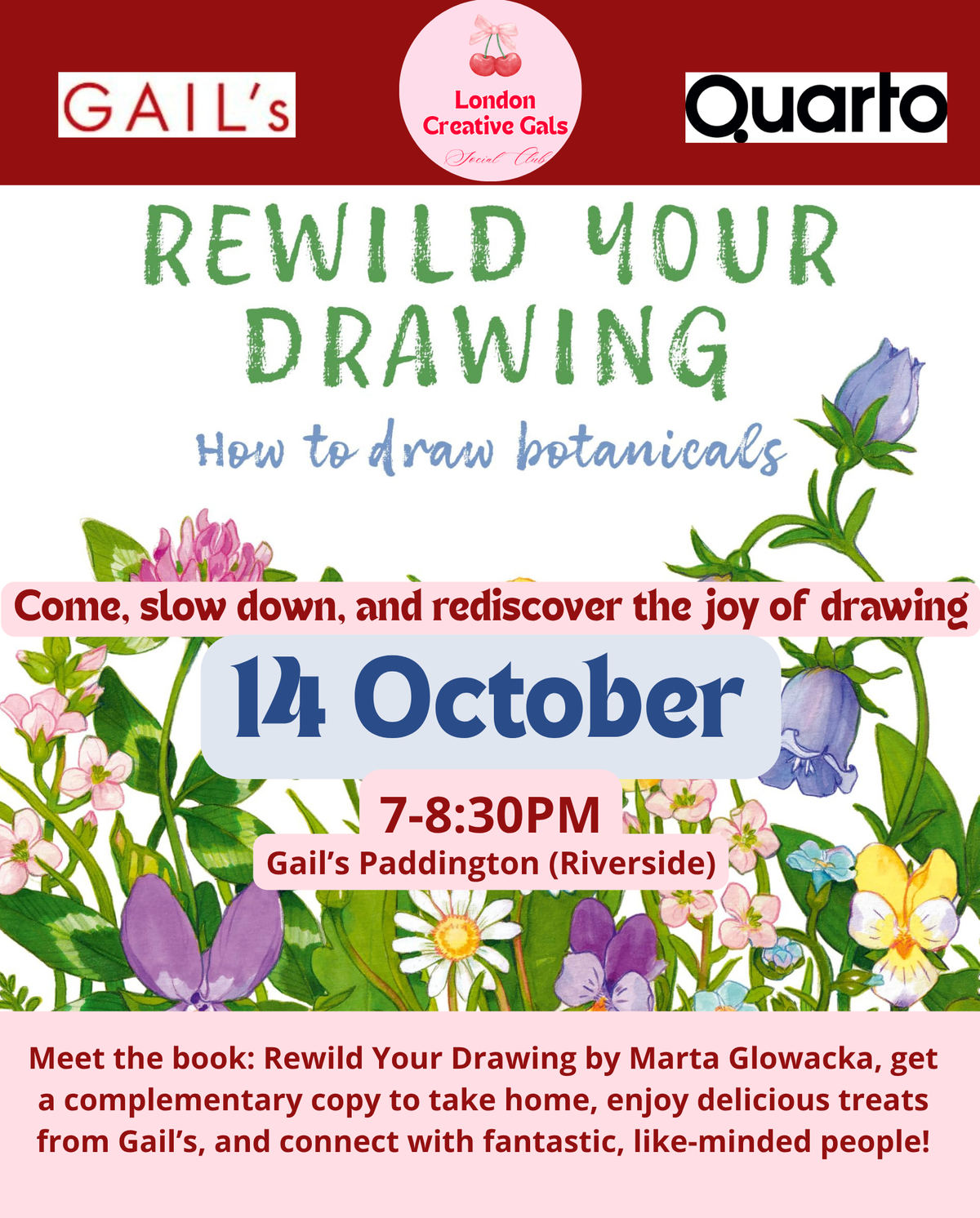 📚 Meet the Book: Rewild Your Drawing by Marta Glowacka  ✨ A Special Workshop in Collaboration with Quarto Publishing at Gail's!