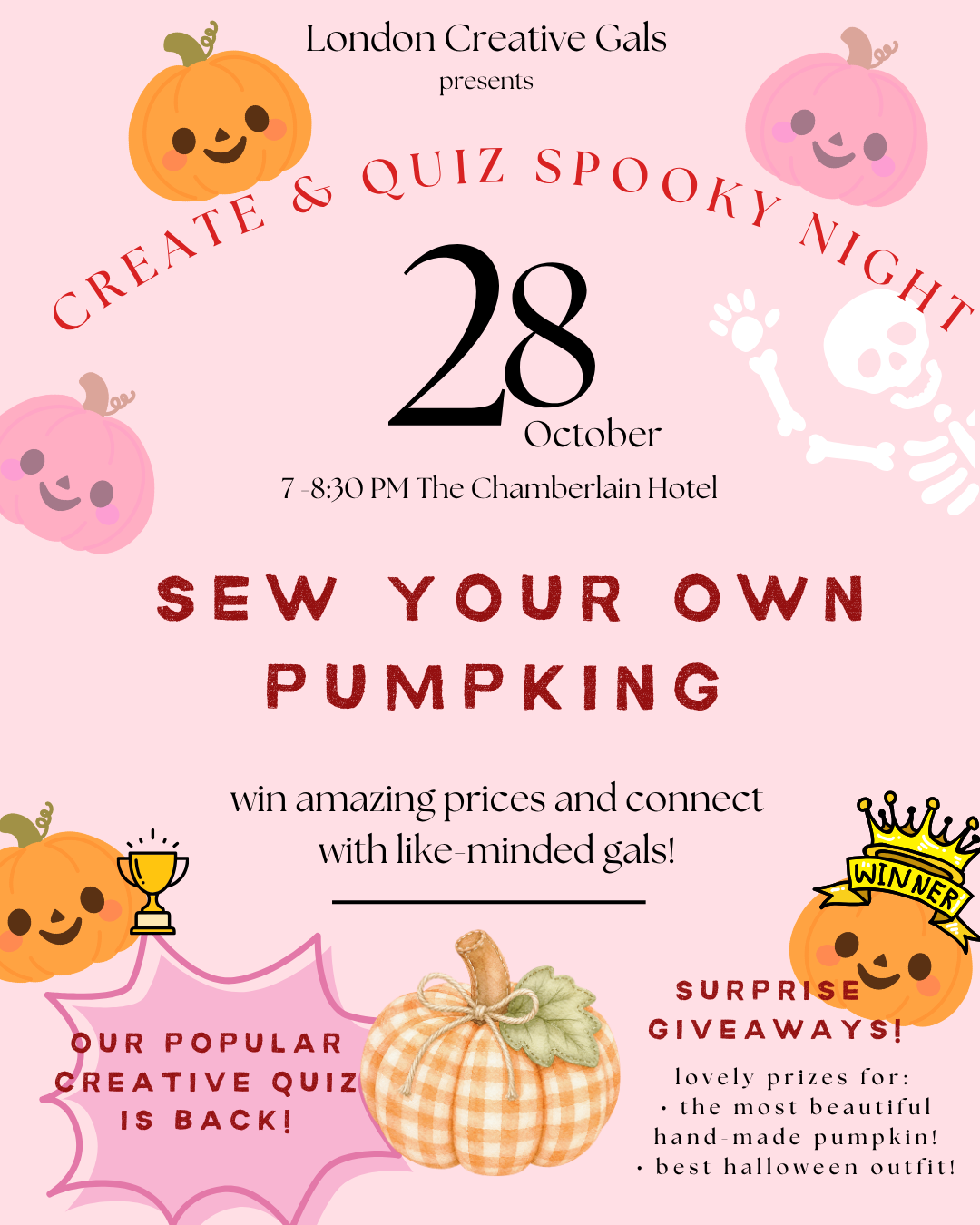 Create & Quiz night: sew you own pumpkin, win lovely prices & make new friends (Plus all you need to make an extra pumpkin at home!)