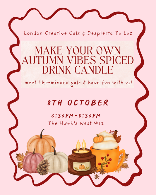 Design your own autumn vibes spiced drink candle,sip and meet new friends!