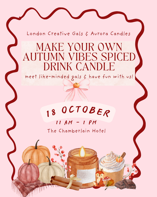 Design your own autumn vibes spiced drink candle,sip and meet new friends!